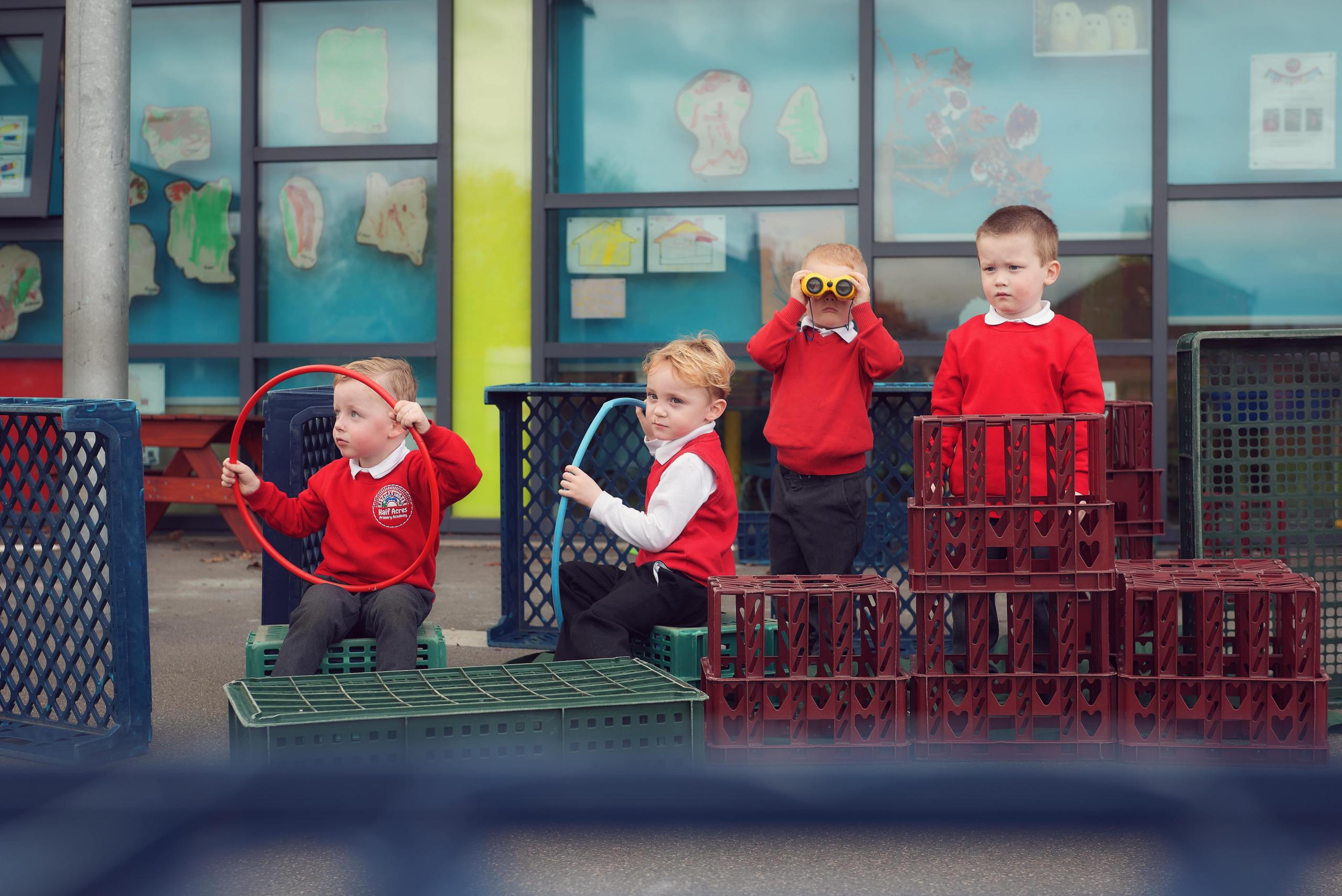 Half Acres pupils with hoops